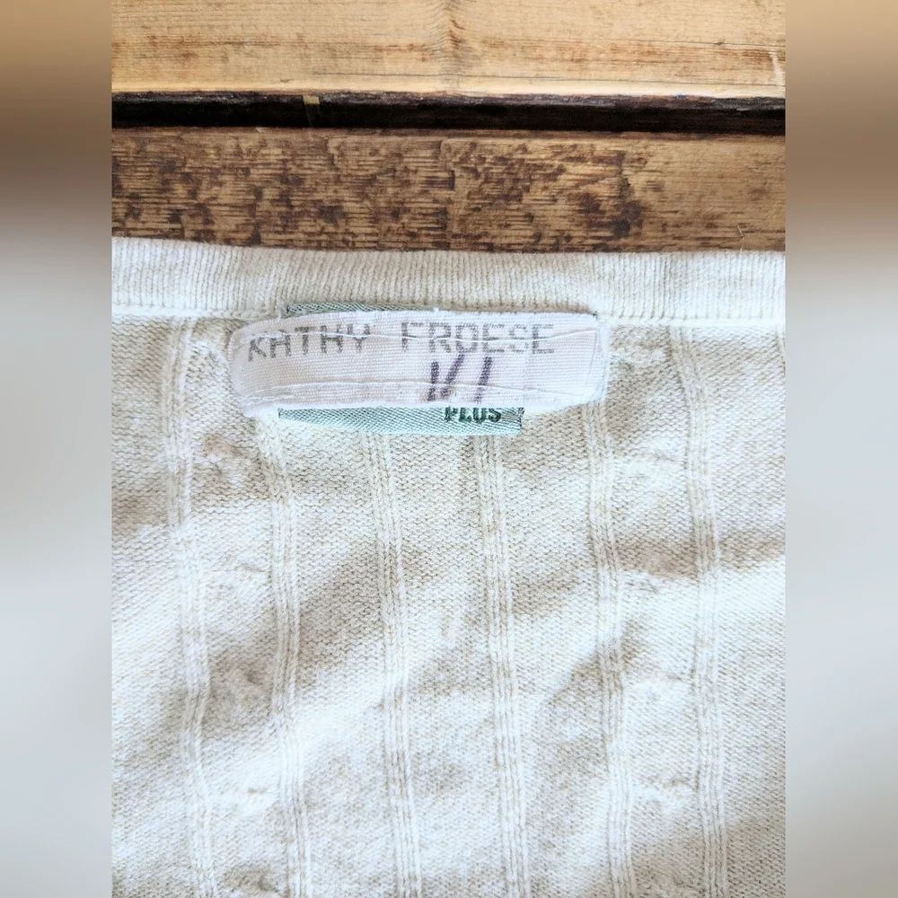 VINTAGE Kathy Froese Cream Cable Knit Cardigan Sweater - Picture 6 of 7